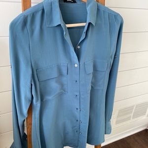 Express button down portofino silky blouse